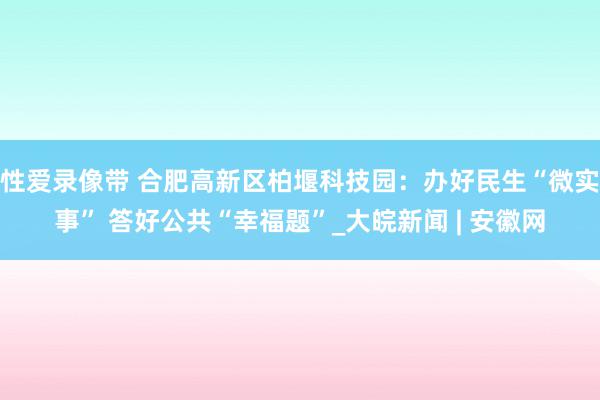 性爱录像带 合肥高新区柏堰科技园：办好民生“微实事” 答好公共“幸福题”_大皖新闻 | 安徽网